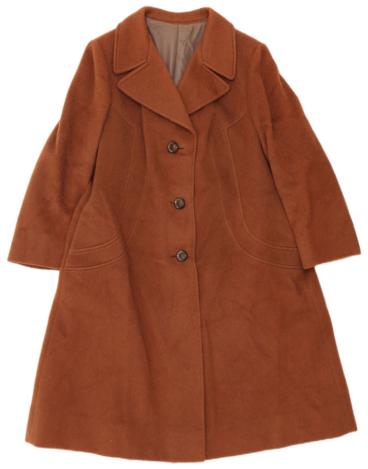 Vintage Womens Overcoat UK 14 Medium Brown Virgin Wool