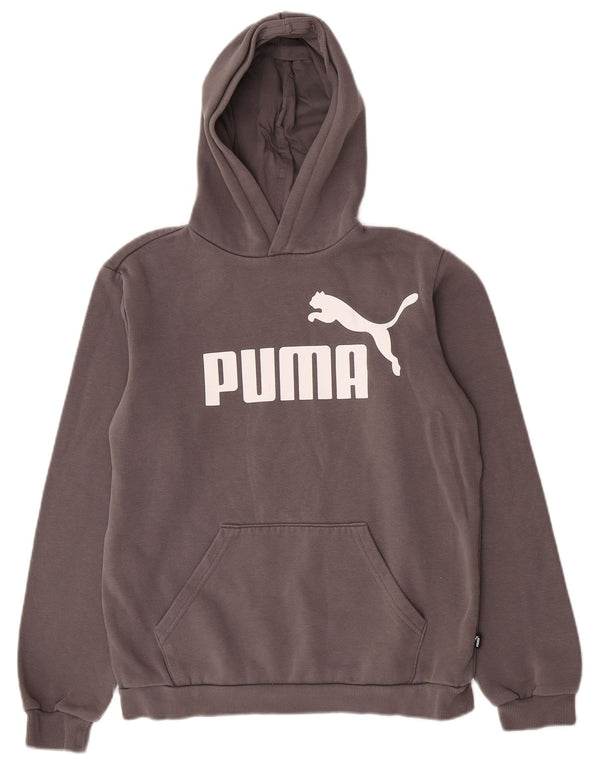 Puma Girls Graphic Hoodie Jumper 15-16 Years Grey Cotton
