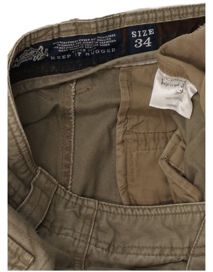 Weird Fish Mens Cargo Shorts W34 Large Khaki Cotton
