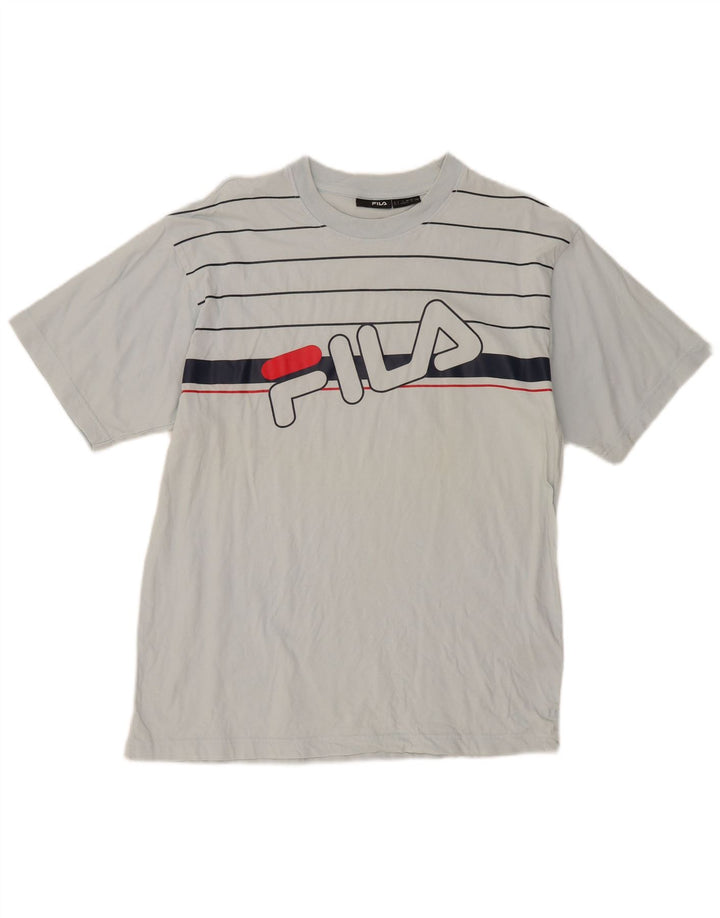 Fila Mens Graphic T-Shirt Top Large Grey Striped Cotton