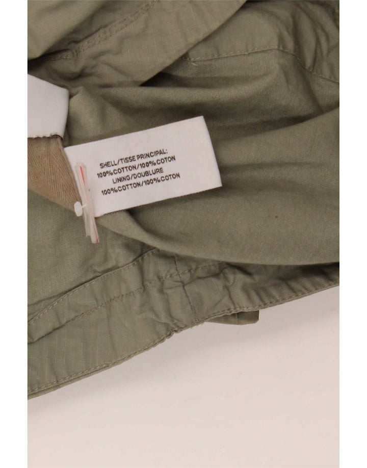 Superdry Womens Hooded Parka Jacket UK 12 Medium Khaki Cotton