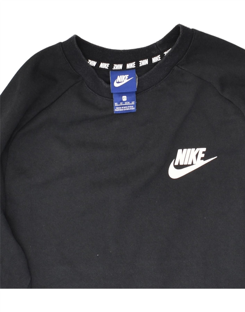 NIKE Mens Graphic Sweatshirt Jumper XS Black Cotton | Vintage Nike | Thrift | Second-Hand Nike | Used Clothing | Messina Hembry 