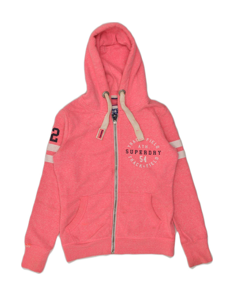 SUPERDRY Womens Zip Hoodie Sweater UK 10 Small Pink Polyester | Vintage Superdry | Thrift | Second-Hand Superdry | Used Clothing | Messina Hembry 