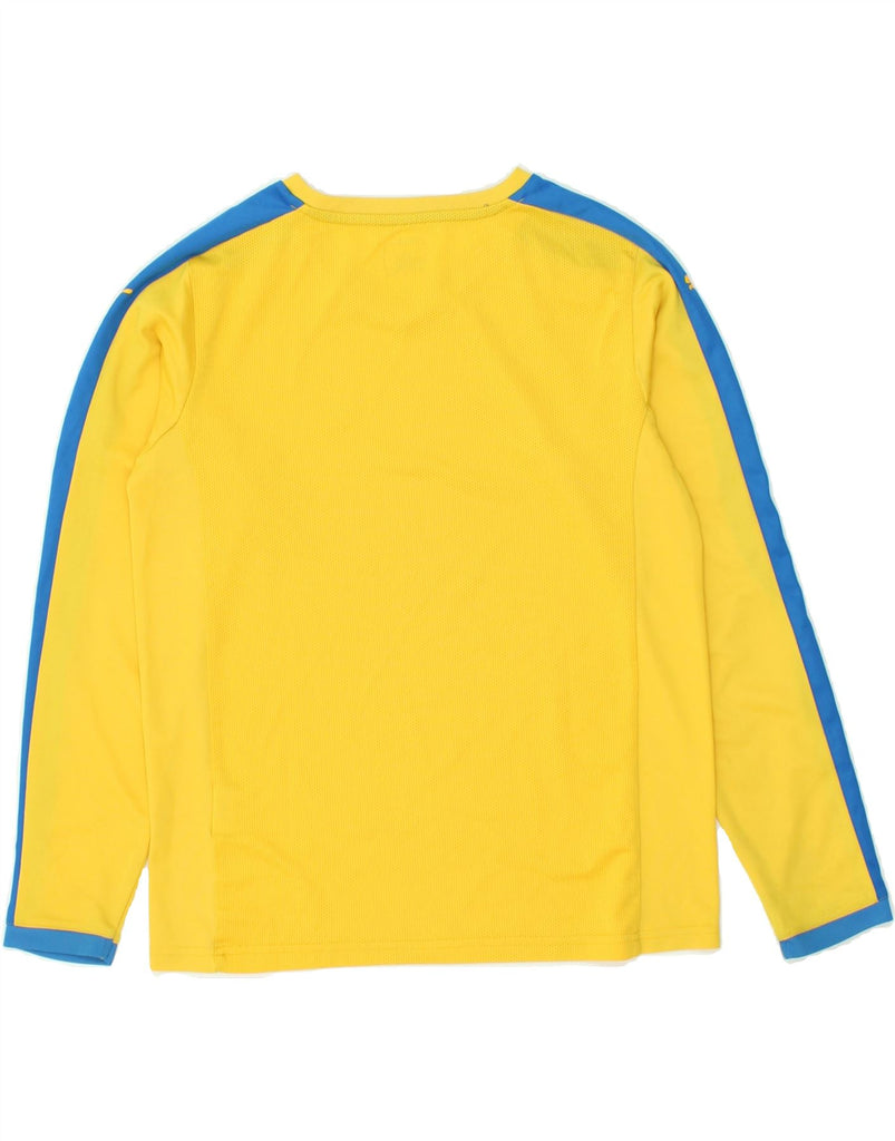 PUMA Boys Graphic Top Long Sleeve 13-14 Years XL Yellow Colourblock | Vintage Puma | Thrift | Second-Hand Puma | Used Clothing | Messina Hembry 