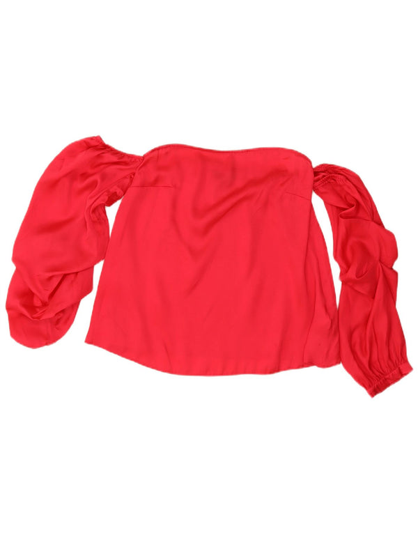 Lipsy Womens Off Shoulder Top UK 10 Small Red Polyester