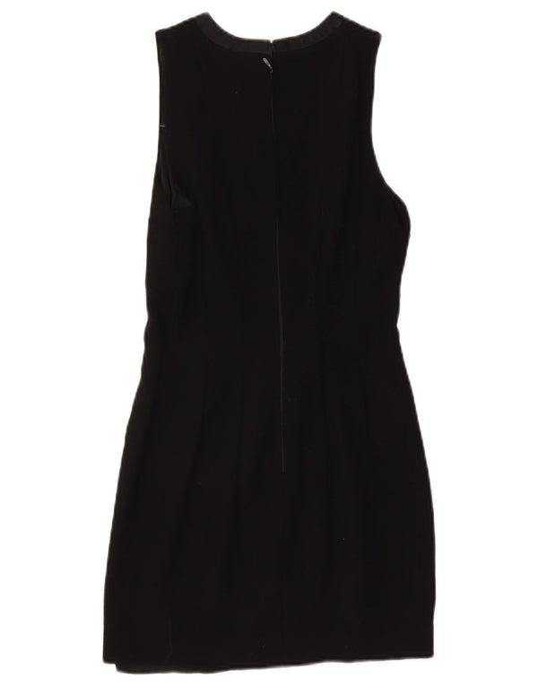 Vintage Womens Sleeveless Sheath Dress UK 8 Small Black Wool