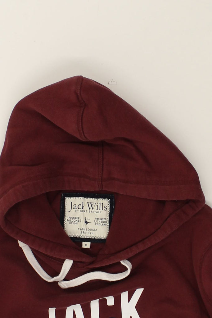 JACK WILLS Mens Graphic Hoodie Jumper Medium Maroon Cotton | Vintage Jack Wills | Thrift | Second-Hand Jack Wills | Used Clothing | Messina Hembry 