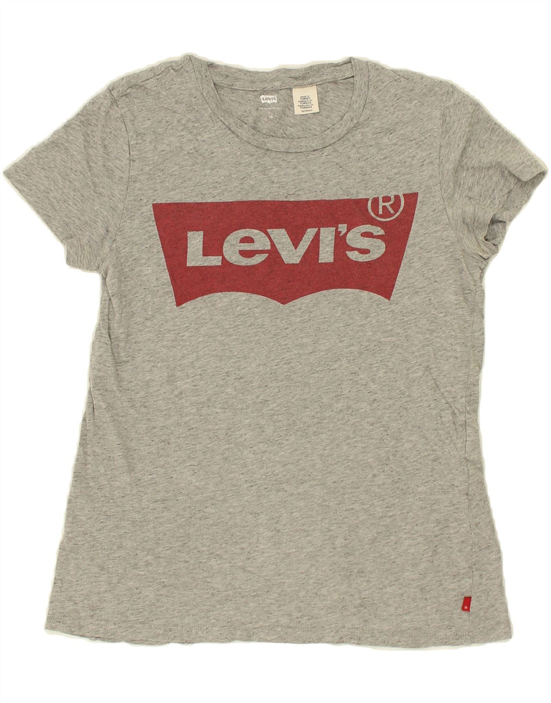 LEVI'S Womens Graphic T-Shirt Top UK 6 XS Grey Cotton | Vintage Levi's | Thrift | Second-Hand Levi's | Used Clothing | Messina Hembry 