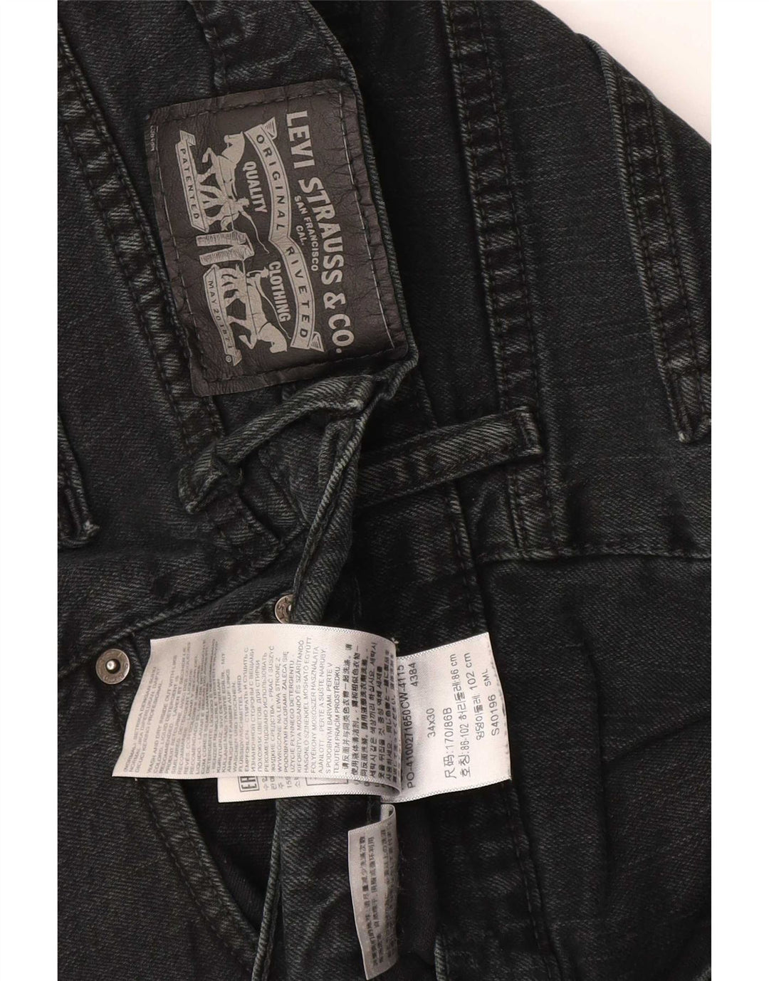 Levi's Mens Straight Jeans W34 L30 Black Cotton
