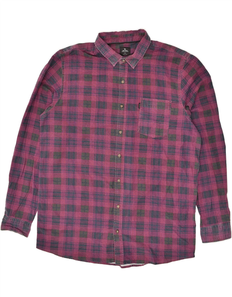 RIP CURL Mens Shirt 2XL Burgundy Check | Vintage Rip Curl | Thrift | Second-Hand Rip Curl | Used Clothing | Messina Hembry 