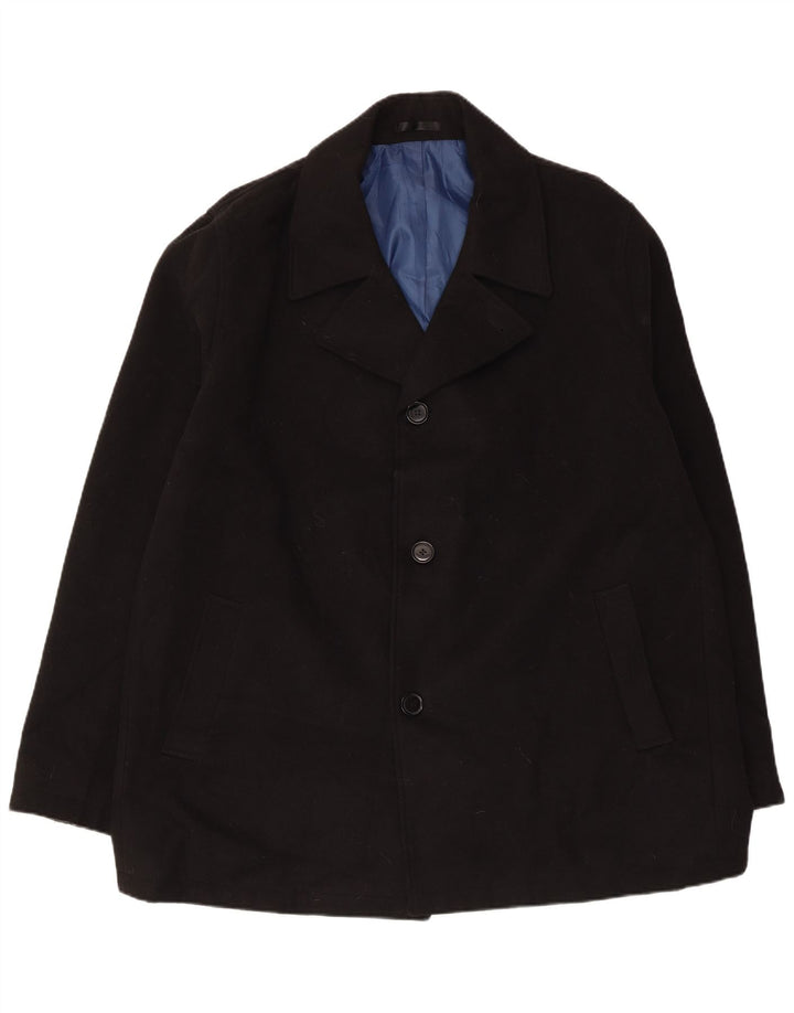 Marks & Spencer Mens Pea Coat UK 44/46 XL Black Polyester