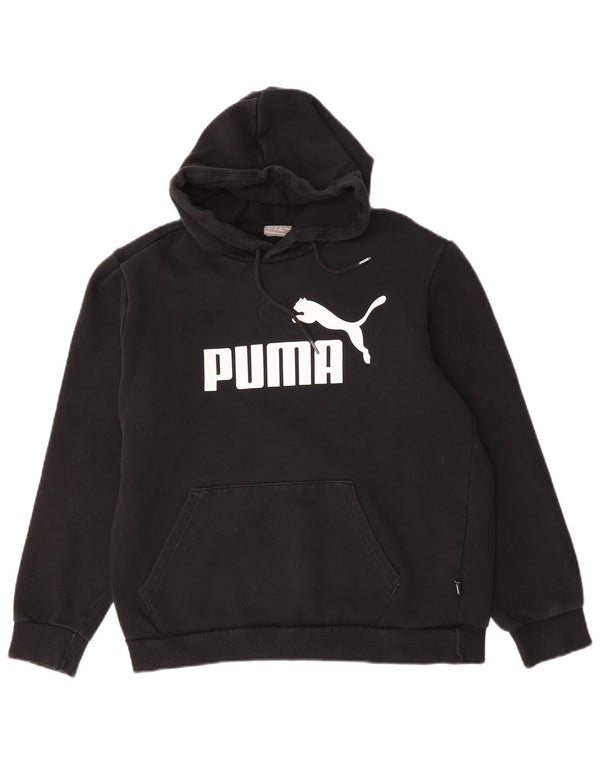 Puma Mens Graphic Hoodie Jumper Medium Black Cotton