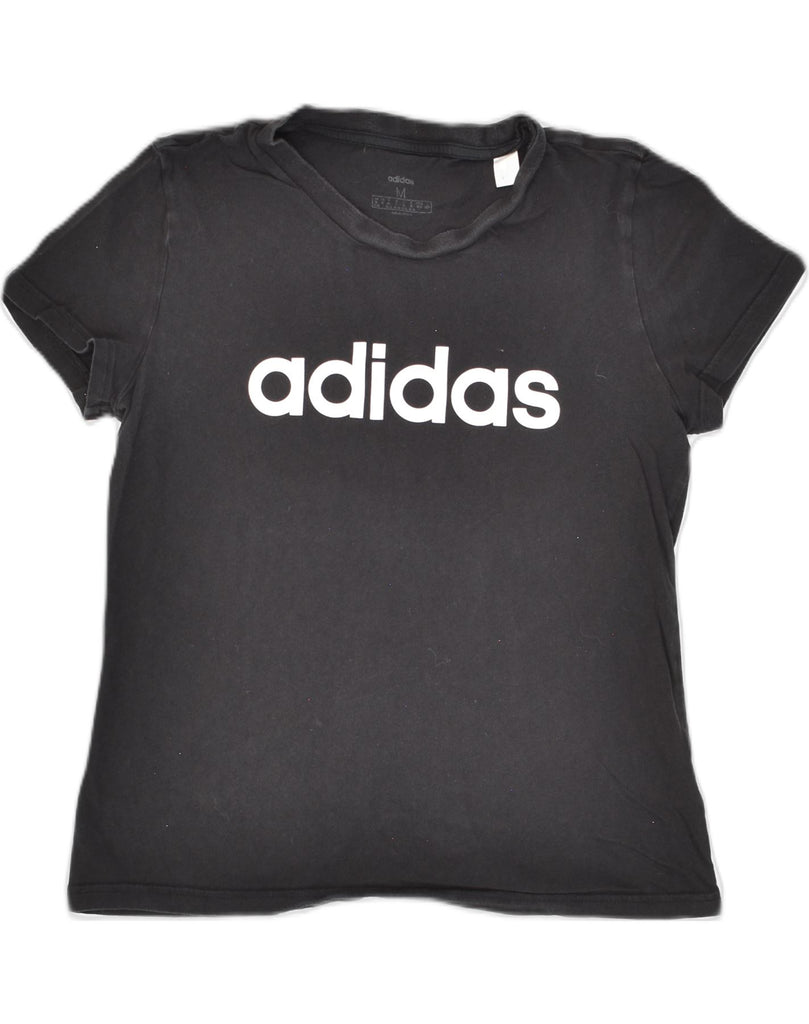 ADIDAS Womens Graphic T-Shirt Top UK 14 Medium Black Cotton | Vintage Adidas | Thrift | Second-Hand Adidas | Used Clothing | Messina Hembry 