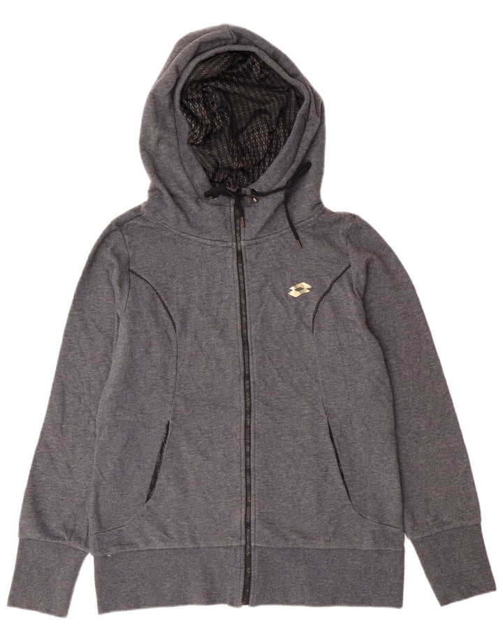 LOTTO Womens Zip Hoodie Sweater UK 16 Large Grey