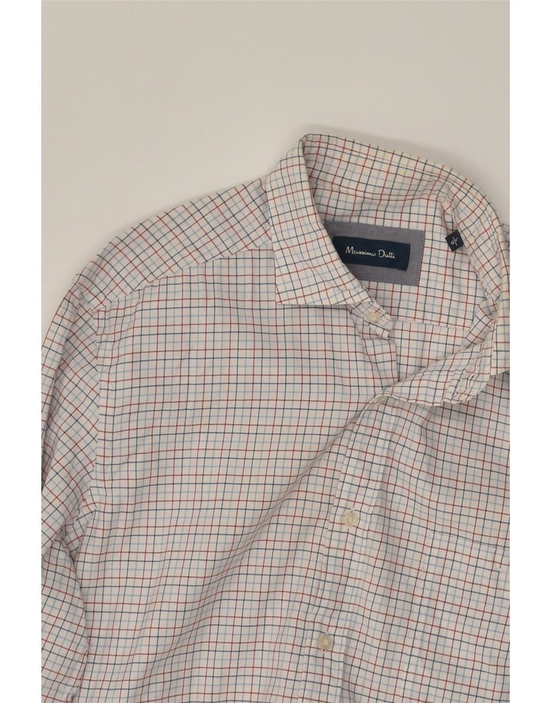 MASSIMO DUTTI Mens Shirt Large White Check Cotton Vintage Massimo Dutti and Second-Hand Massimo Dutti from Messina Hembry 