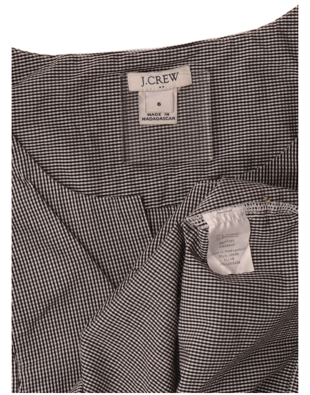 J. Crew Womens Sleeveless Blouse Top US 6 Medium Grey Gingham Cotton