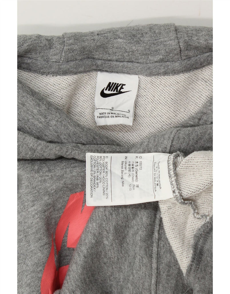 NIKE Girls Crop Graphic Hoodie Jumper 11-12 Years Grey Cotton Vintage Nike and Second-Hand Nike from Messina Hembry 