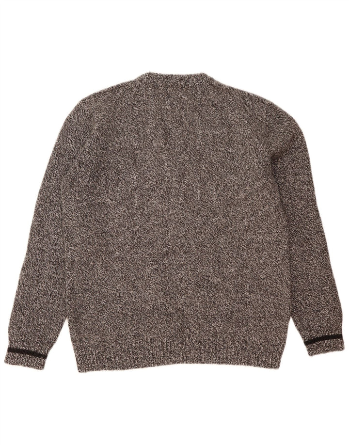Fred Perry Mens Crew Neck Jumper Sweater Large Grey Flecked Wool