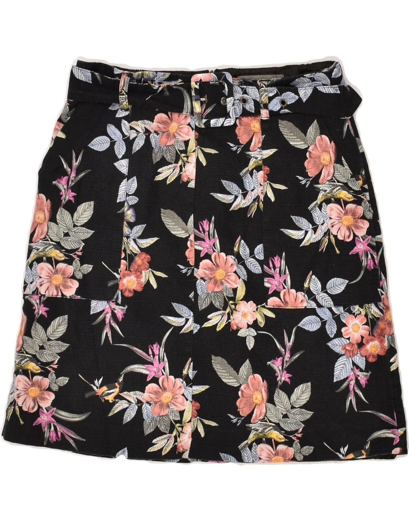 OASIS Womens A-Line Skirt UK 8 Small W26 Black Floral Cotton | Vintage Oasis | Thrift | Second-Hand Oasis | Used Clothing | Messina Hembry 