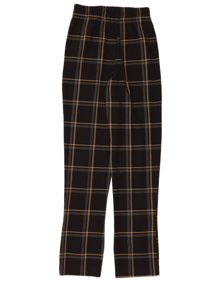 Zara Womens Slim Chino Trousers XS W24 L34 Black Check Polyester