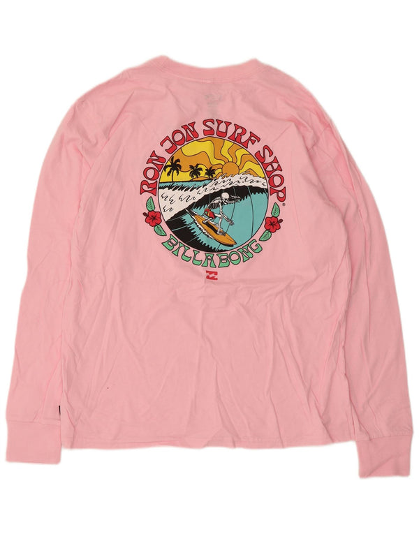 Billabong Womens Graphic Top Long Sleeve UK 10 Small Pink Cotton