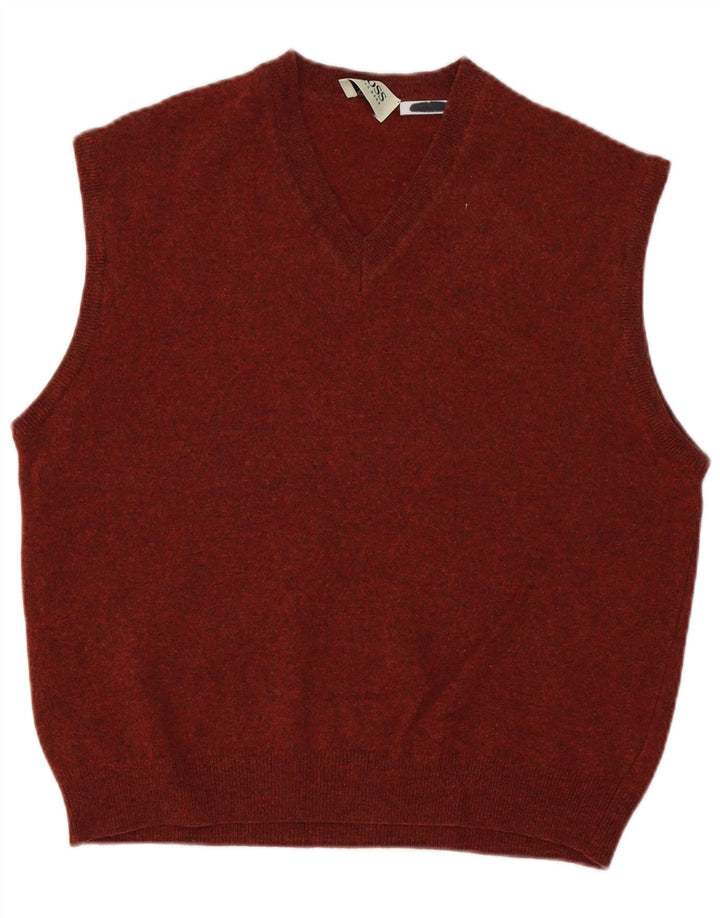 Hugo Boss Mens Vest Tank Top UK 42 Large Brown Wool