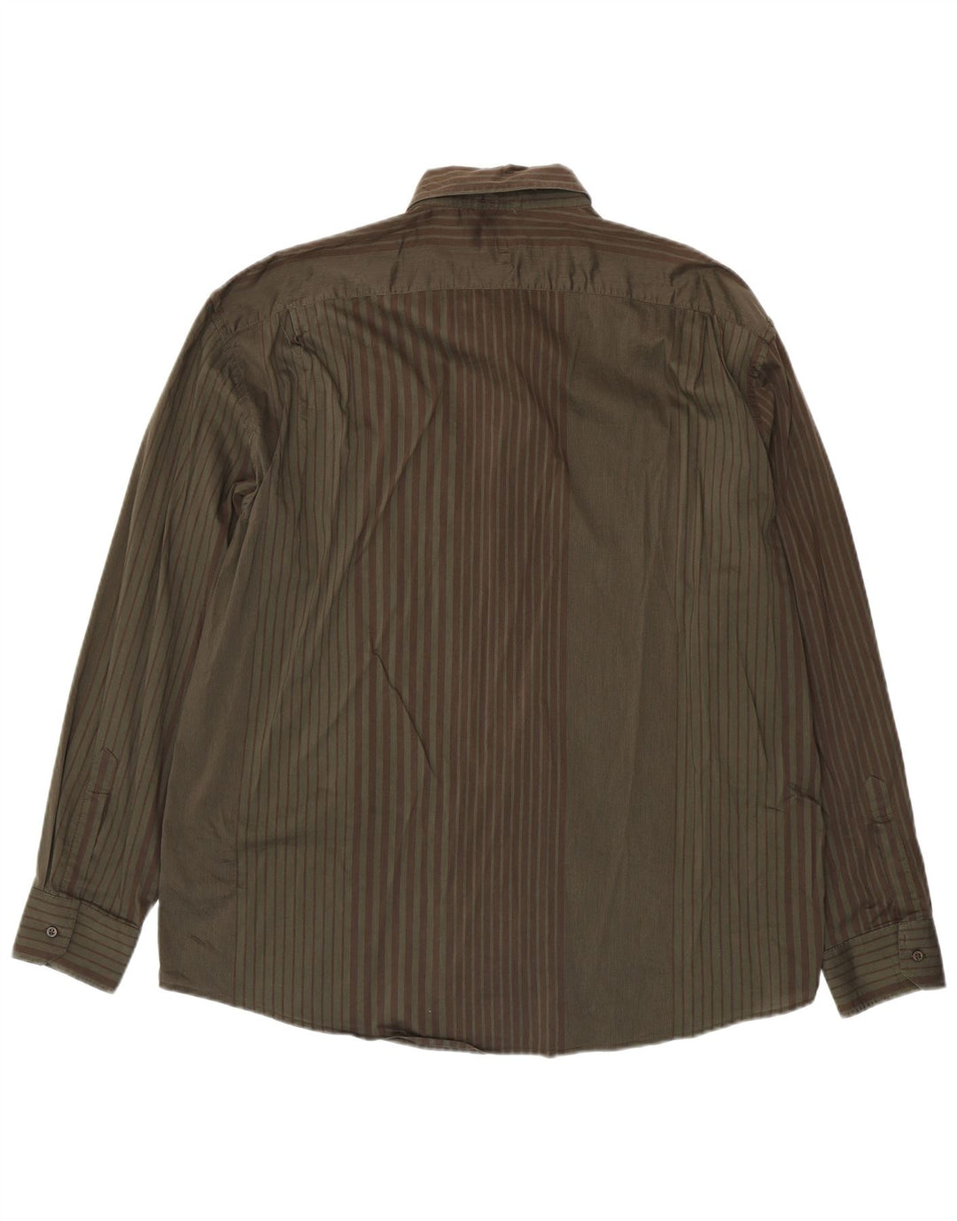 Trussardi Jeans Mens Shirt 3XL Khaki Striped Cotton