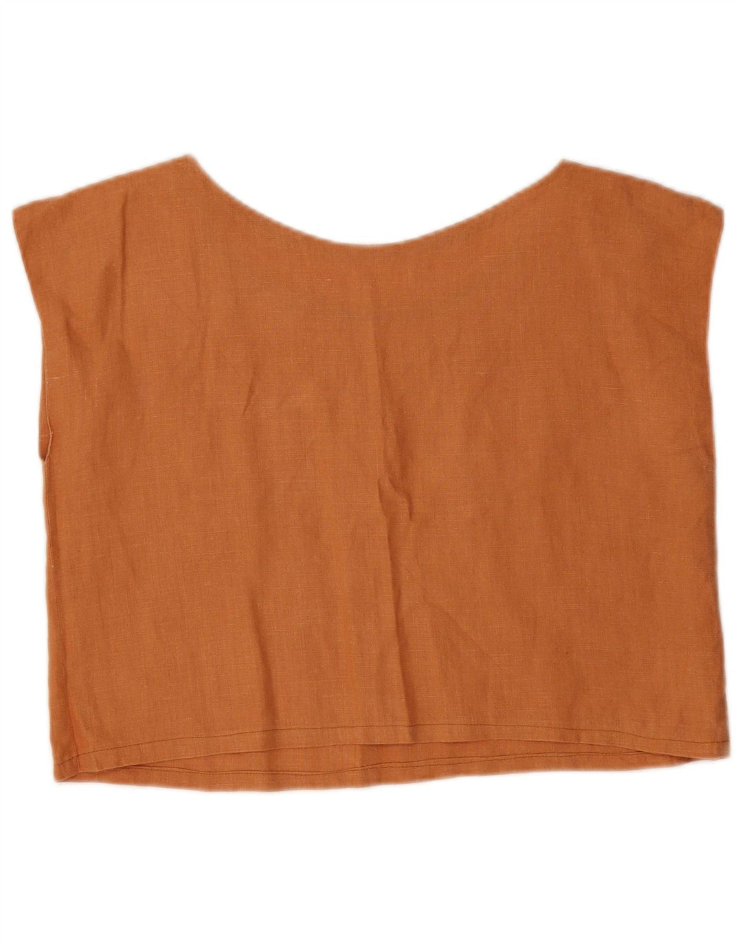 Vintage Womens Crop Blouse Top UK 12 Medium Brown