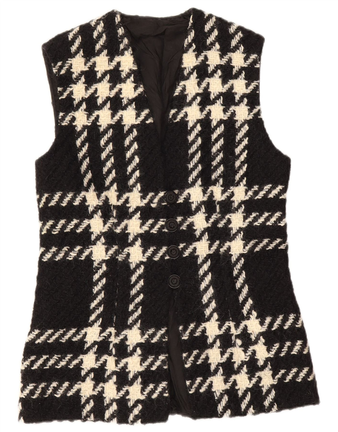 Vintage Womens Gilet UK 12 Medium Black Check