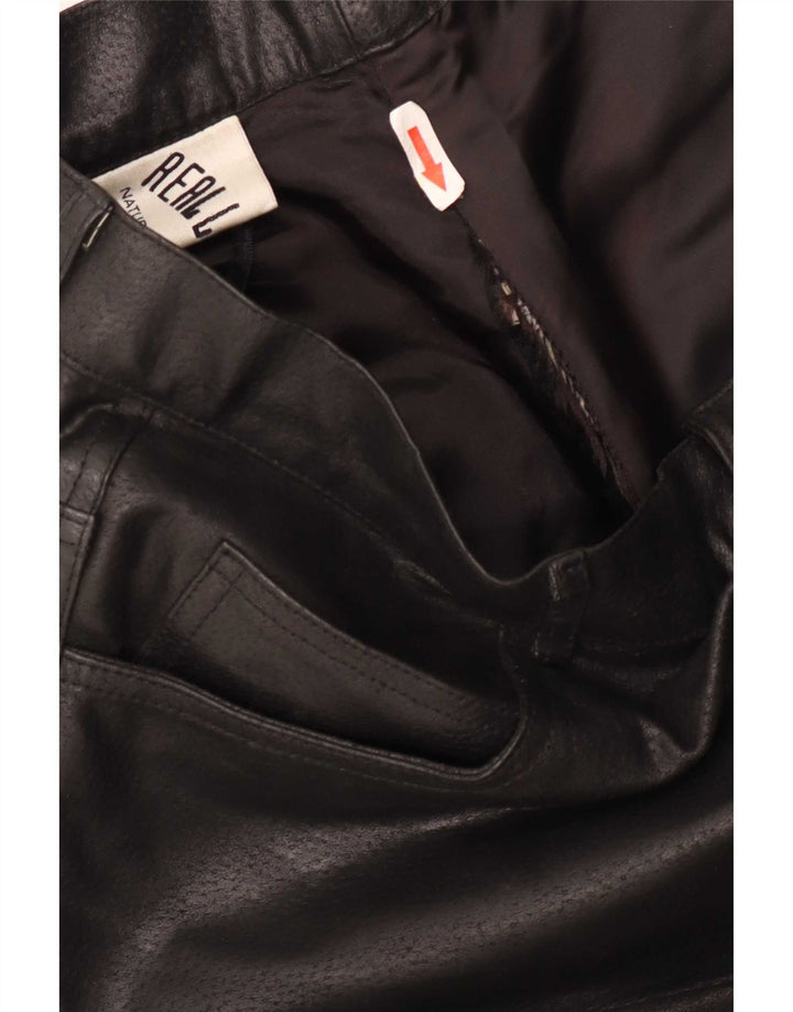 Vintage Womens Straight Leather Trousers EU 40 Medium W29 L31 Black