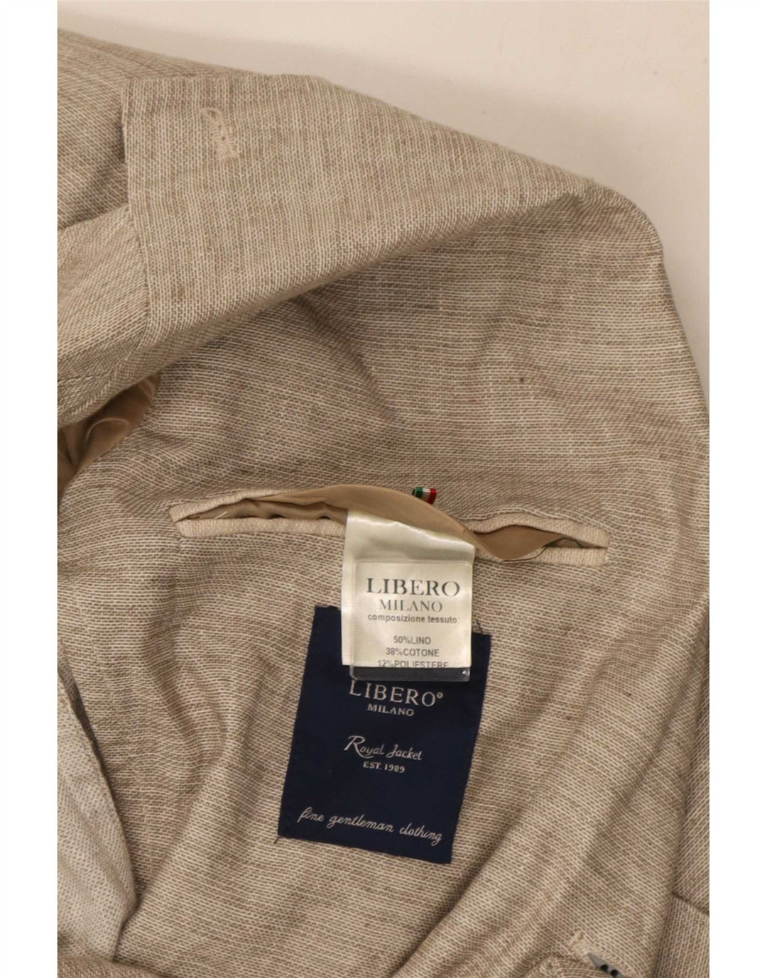 Libero Mens 2 Button Blazer Jacket IT 48 Medium Beige Linen