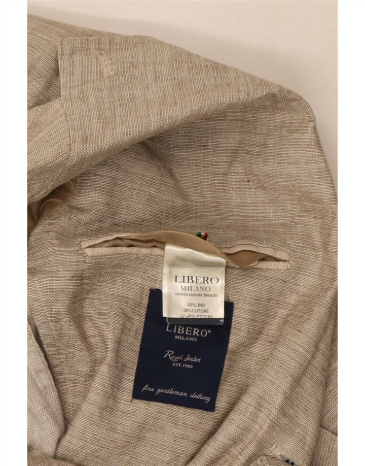 Libero Mens 2 Button Blazer Jacket IT 48 Medium Beige Linen