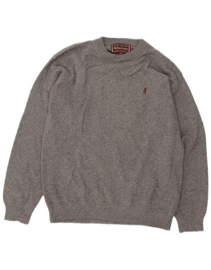Marlboro Classics Mens Crew Neck Jumper Sweater Large Grey Wool