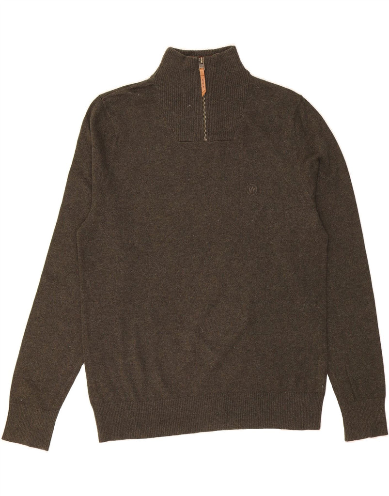 FAT FACE Mens Zip Neck Jumper Sweater Medium Brown Cotton Vintage Fat Face and Second-Hand Fat Face from Messina Hembry 