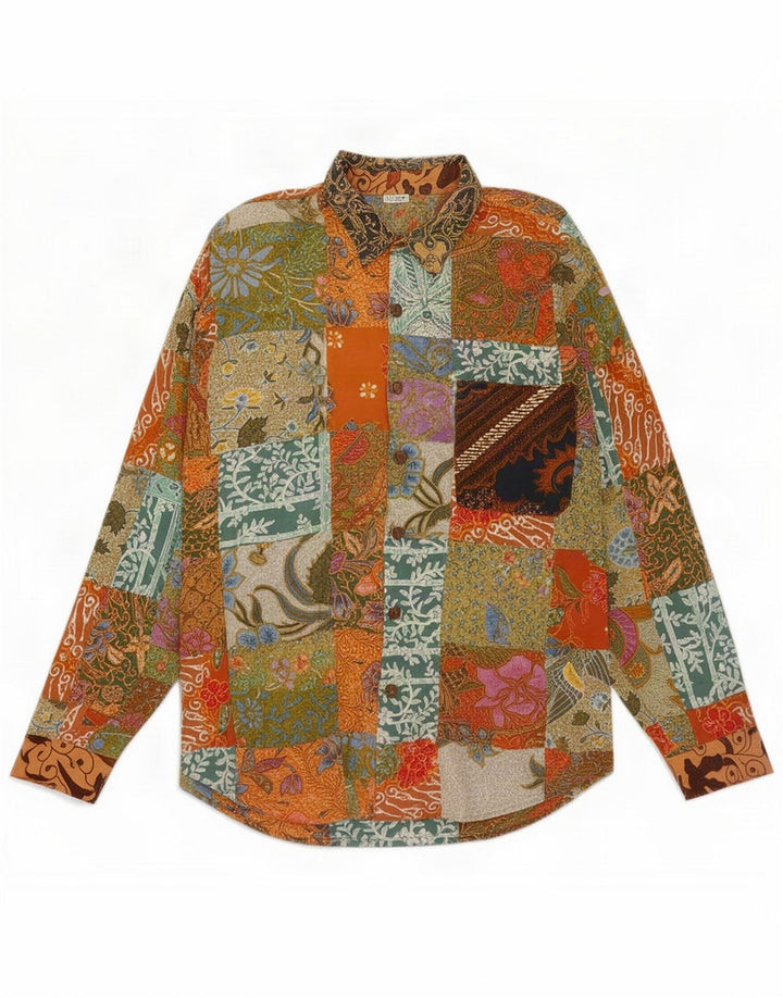 Vintage Mens Shirt Large Multicoloured Patchwork Cotton