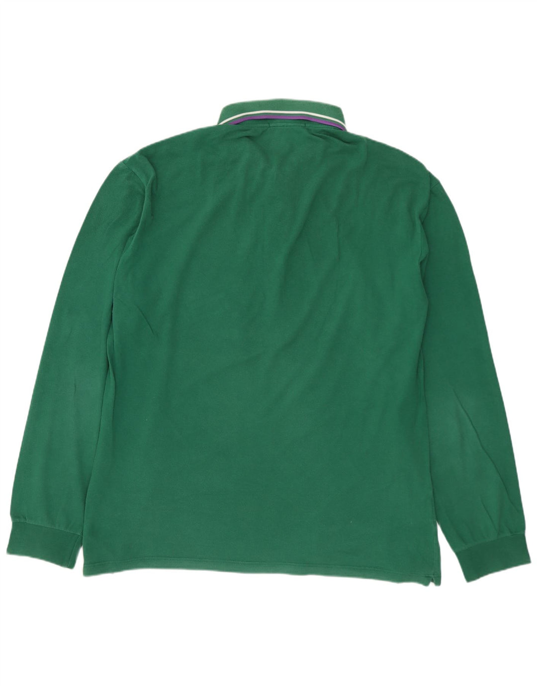 FRED PERRY Mens Long Sleeve Polo Shirt Large Green Cotton