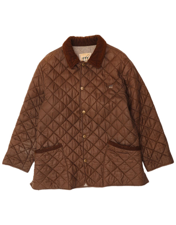 HENRY COTTONS Mens Quilted Jacket UK 46 3XL Brown Nylon