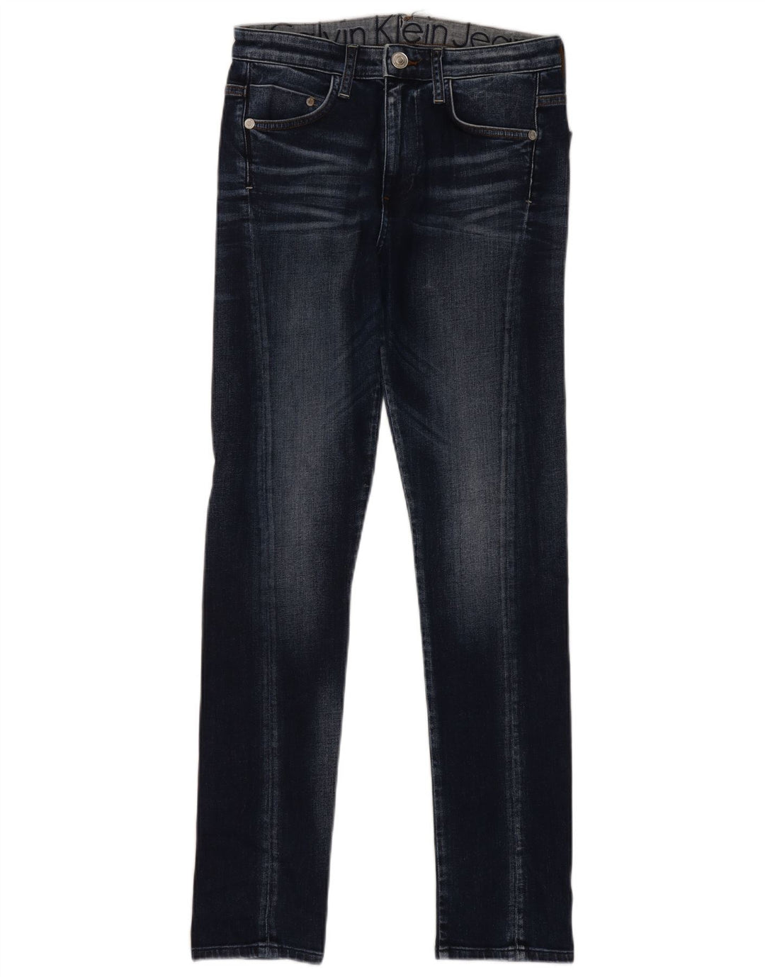 Calvin Klein Womens Slim Jeans W29 L30 Navy Blue Cotton