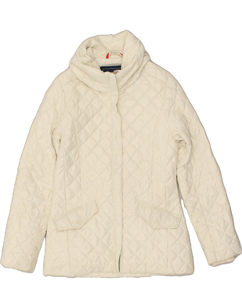 CONTE OF FLORENCE Womens Quilted Jacket IT 40 Small White Polyester | Vintage Conte of Florence | Thrift | Second-Hand Conte of Florence | Used Clothing | Messina Hembry 