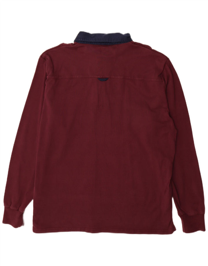 GANT Mens Long Sleeve Rugby Polo Shirt 4XL Burgundy Colourblock Cotton