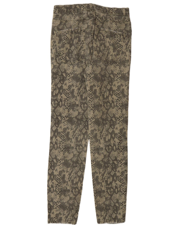 Zara Womens Slim Jeans EU 40 Medium W30 L28 Khaki Animal Print