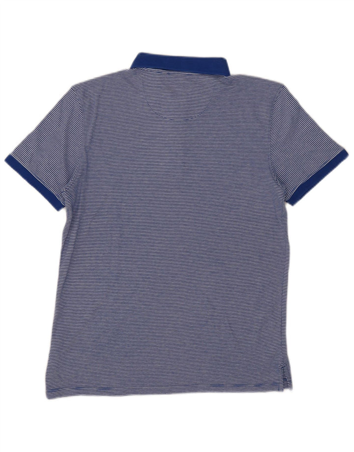 Calvin Klein Mens Polo Shirt Small Blue Pinstripe Cotton