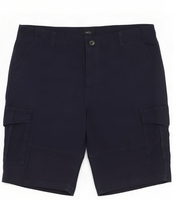 M&Co Mens Cargo Shorts Large W36 Navy Blue Cotton