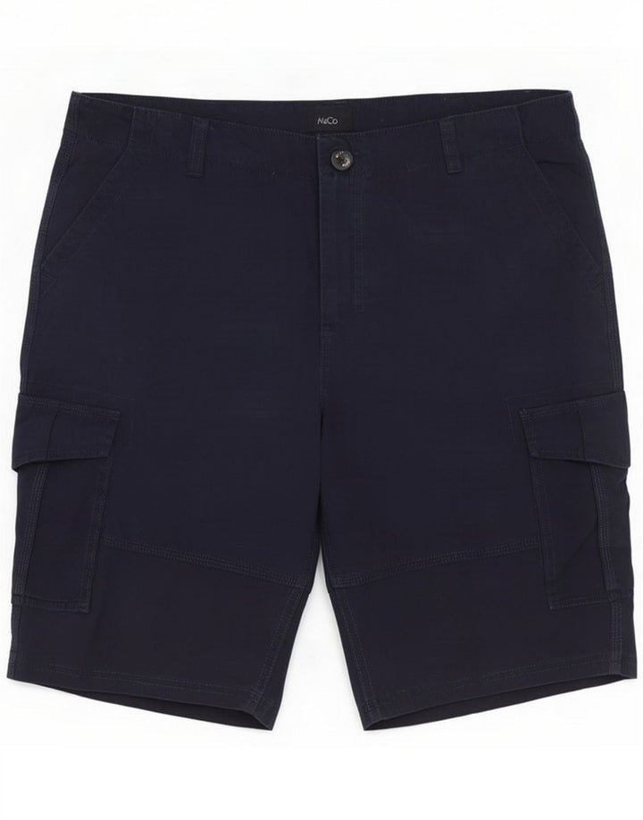M&Co Mens Cargo Shorts Large W36 Navy Blue Cotton