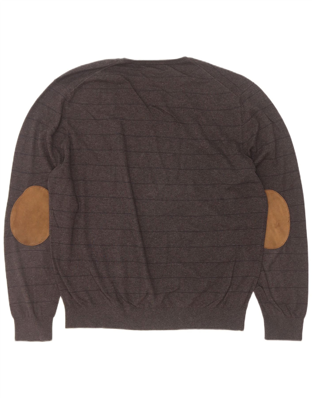 Massimo Dutti Mens V-Neck Jumper Sweater 2XL Black Striped