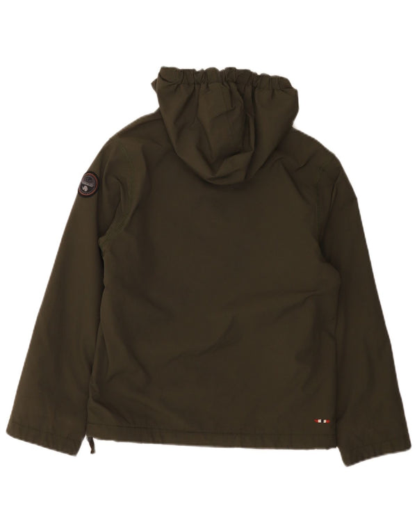Napapijri Boys Geographic Graphic Hooded Anorak Jacket 9-10 Years Khaki