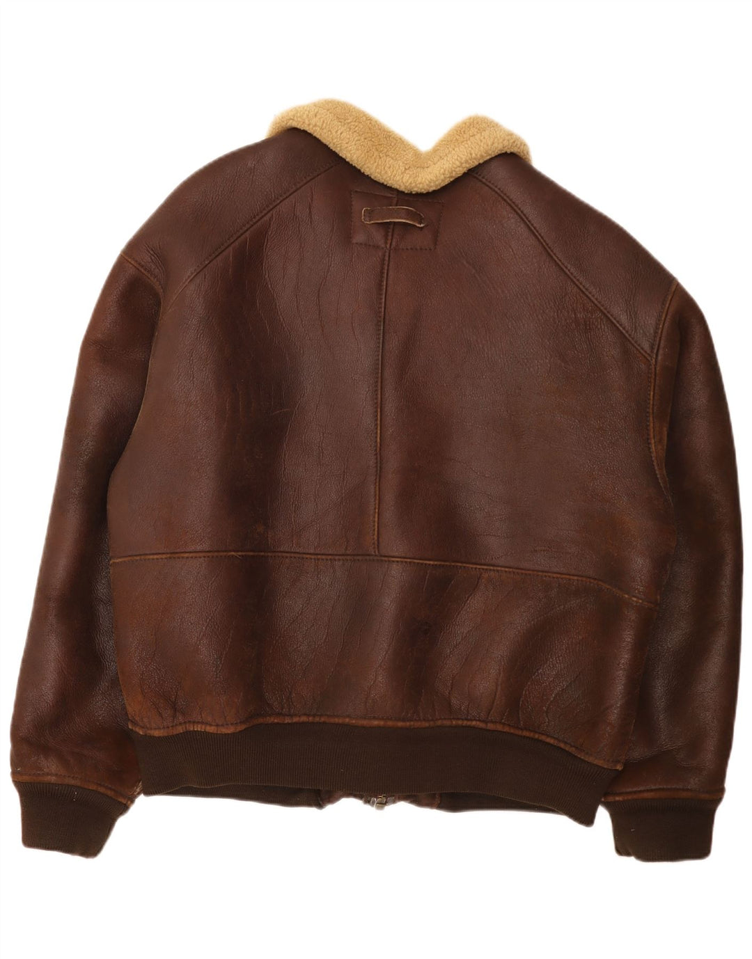 Vintage Mens Bomber Shearling Jacket UK 42 XL Brown