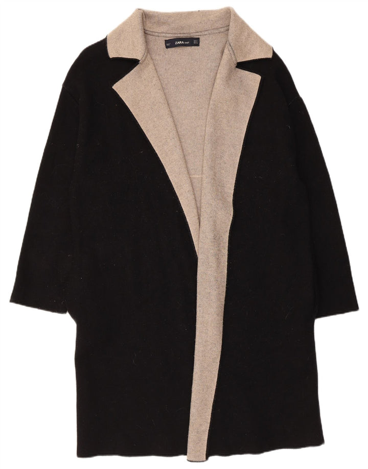 Zara Womens Longline Cardigan Sweater UK 14 Medium Black Colourblock