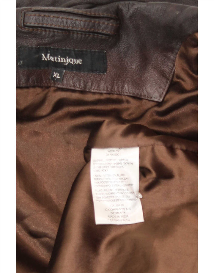 Matinique Womens Leather Jacket UK 18 XL Brown