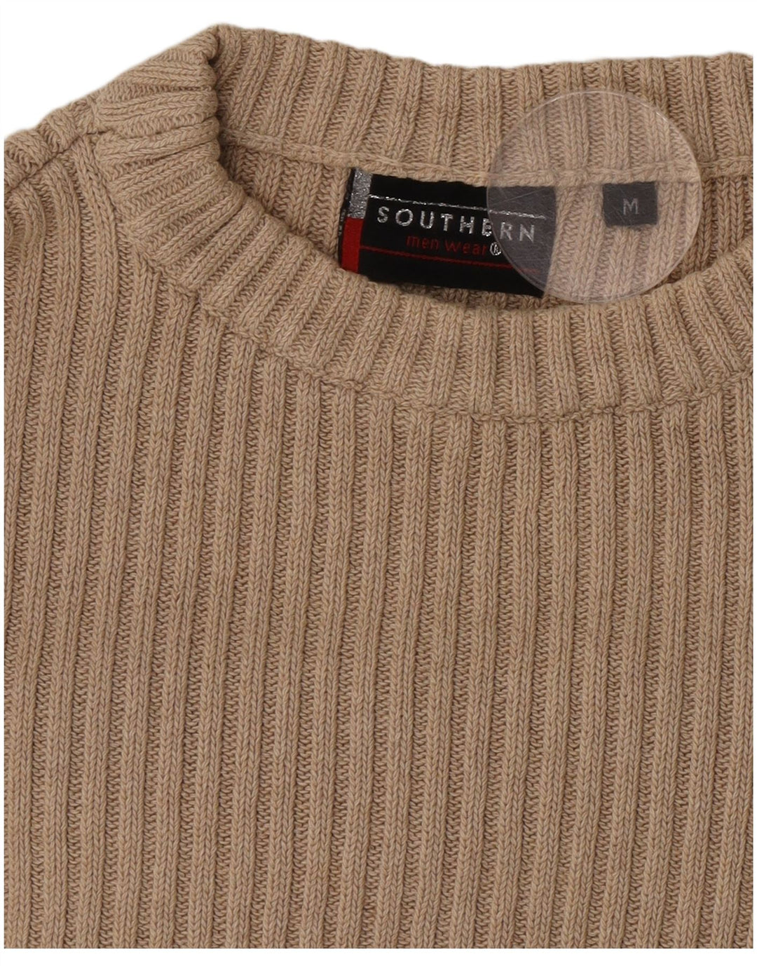 Southern Mens Graphic Crew Neck Jumper Sweater Medium Beige Colourblock